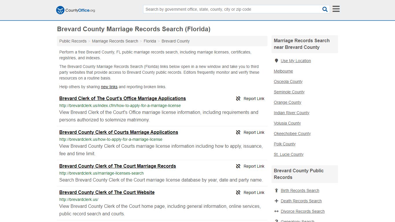 Brevard County Marriage Records Search (Florida) - County Office